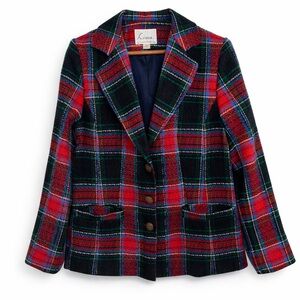 Linea by Louis Dell’Olio Red Black Tartan Blazer Tweed Classic 8 🖤